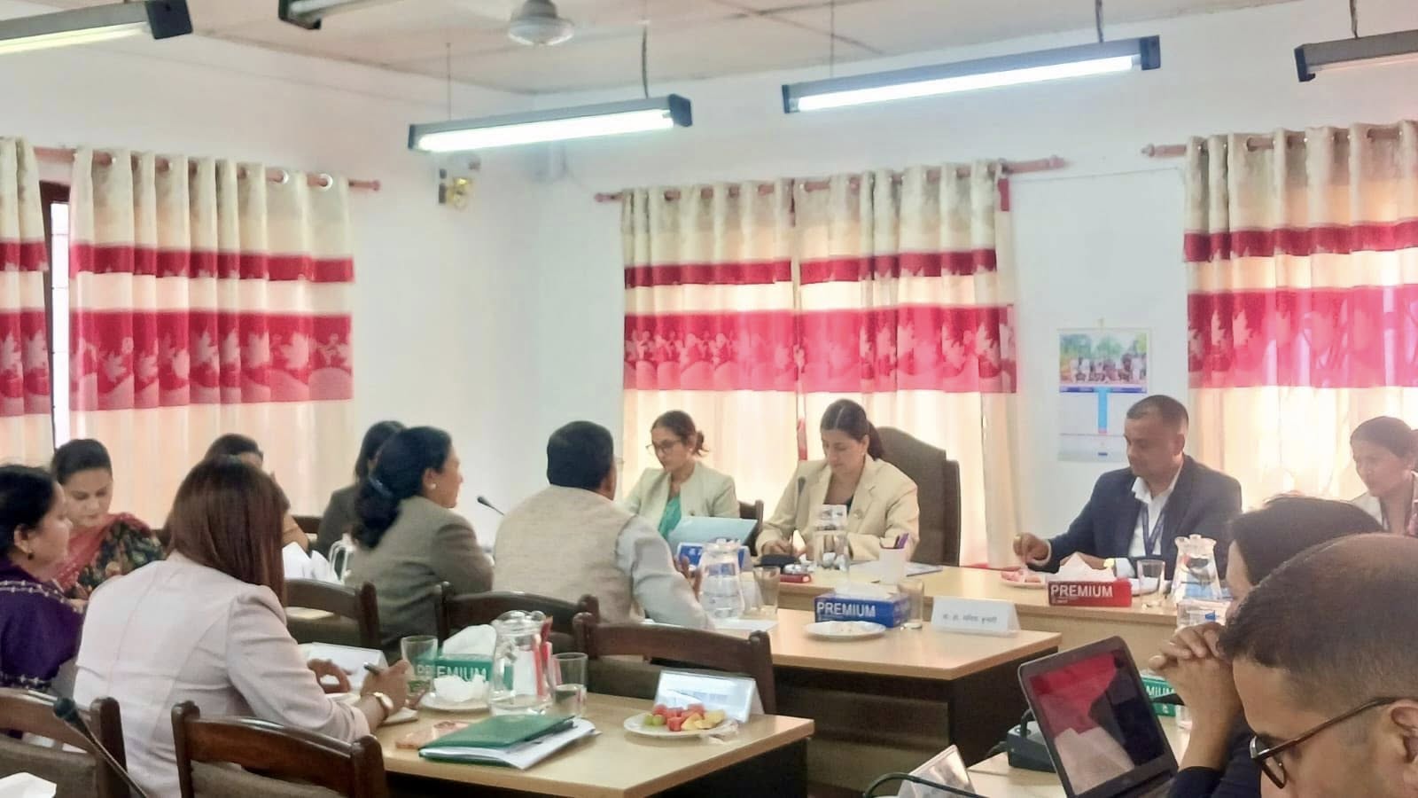 Committee members seated around a meeting table